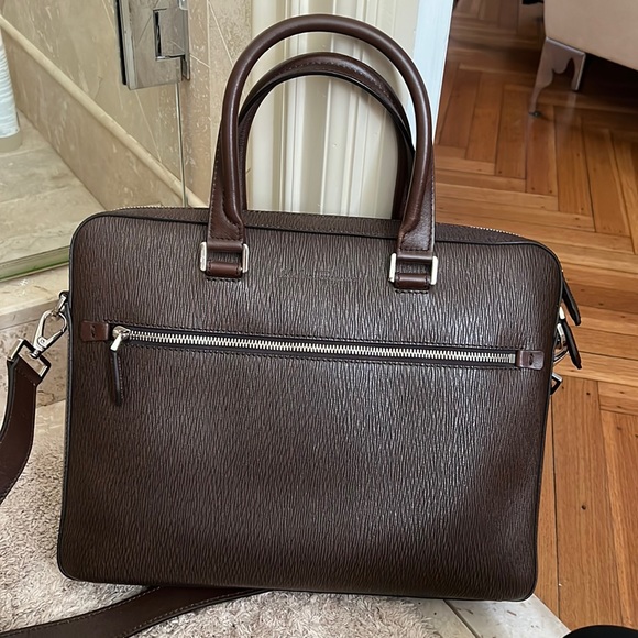super stylish briefcase brand new with a strap. Color brown - Picture 1 of 6